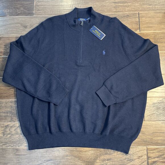 NWT Polo Ralph Lauren 1/4 Zip Pullover Sweater Big & Tall Navy Men’s 4XB $125 - Picture 2 of 6
